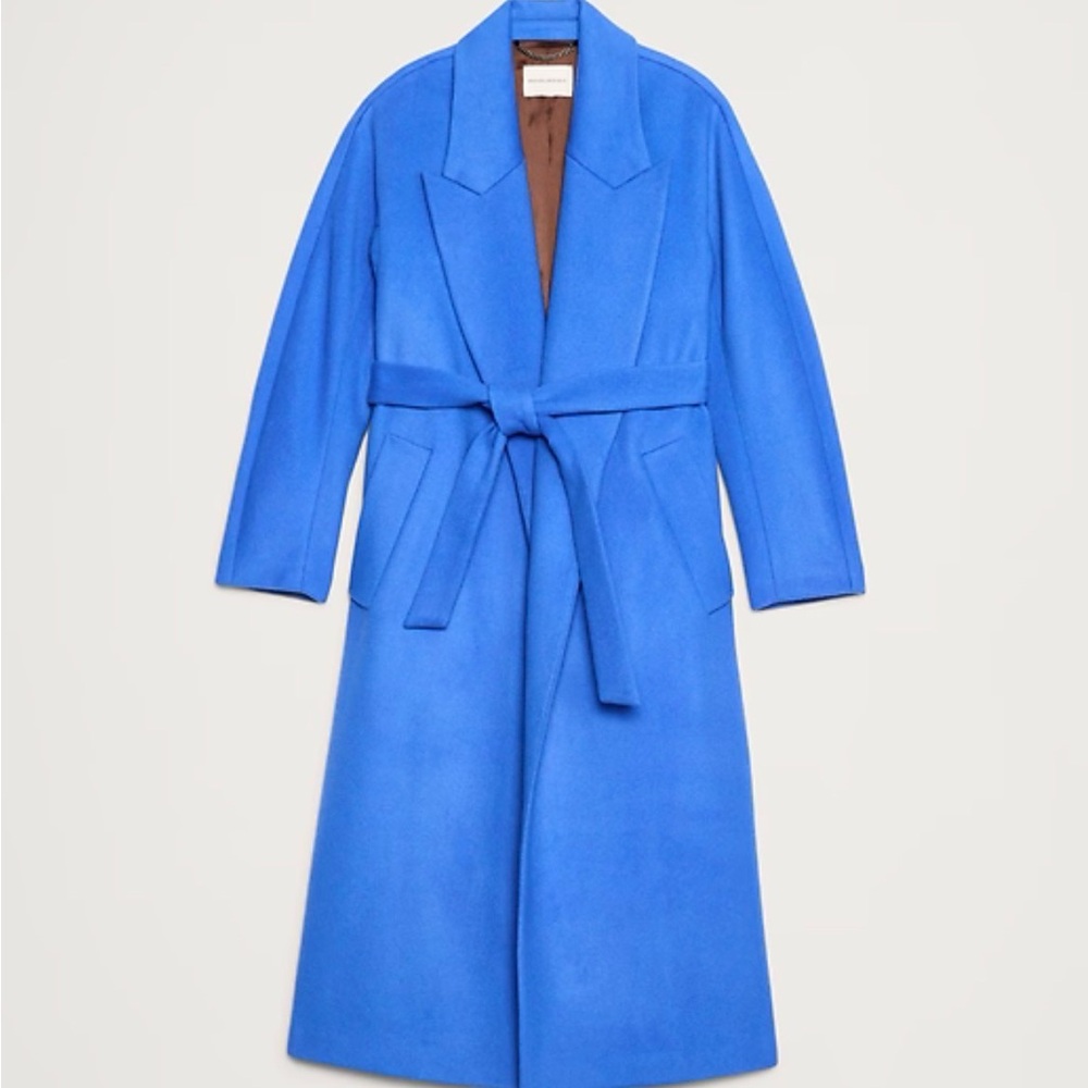 Banana Republic Blue Wool Cashmere Trench Coat with Belt